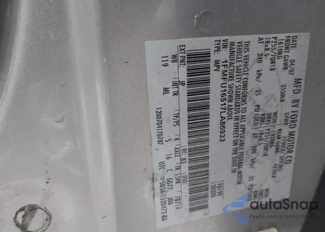 2007 Ford Expedition Xlt from USA, damaged, VIN 1FMFU16517LA86933